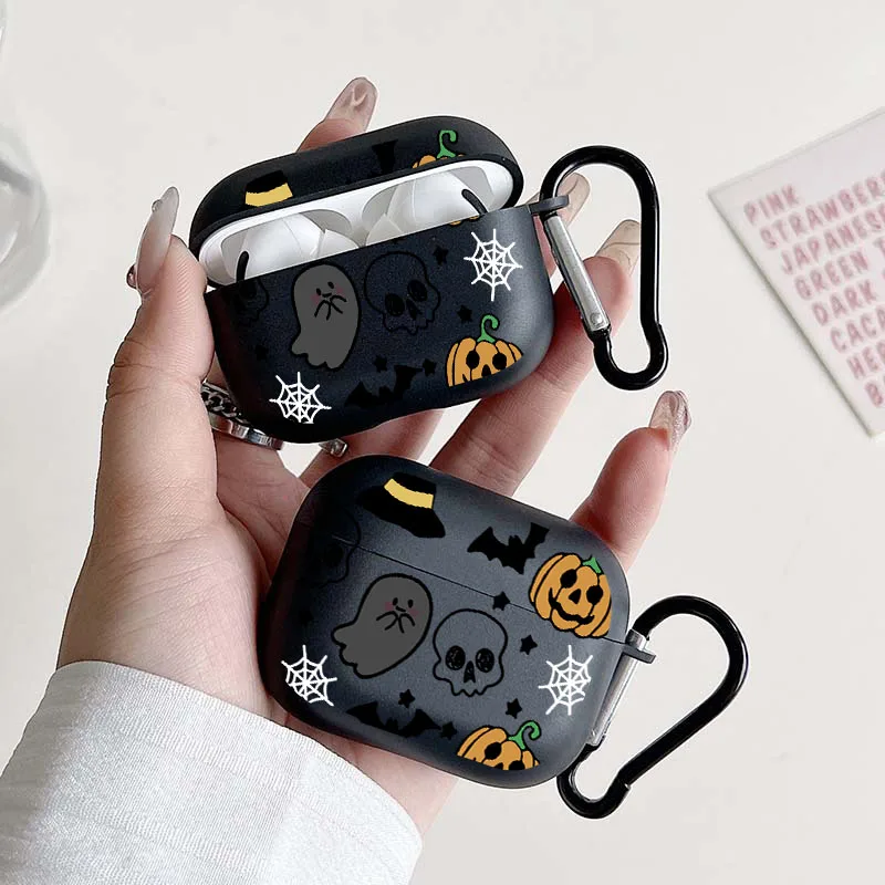 Funda protectora para auriculares inalámbricos con diseño de calabaza de Halloween para Airpods 4, 3, 1/2 Pro, 2 y Pro, funda suave para auriculares de dibujos animados de TPU