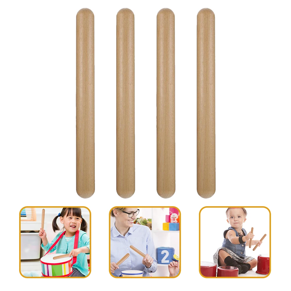 

4 Pcs Log Batting Kids Musical Instruments Baby Maracas Hand Percussion Wood Block Aldult
