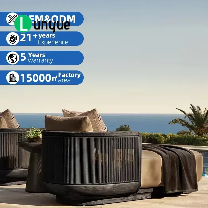 Teak Sun Chair and Lounge Chair Set Outdoor Garden Furniture UV Resistant for Pool Park Courtyard Patio Relaxation Durable