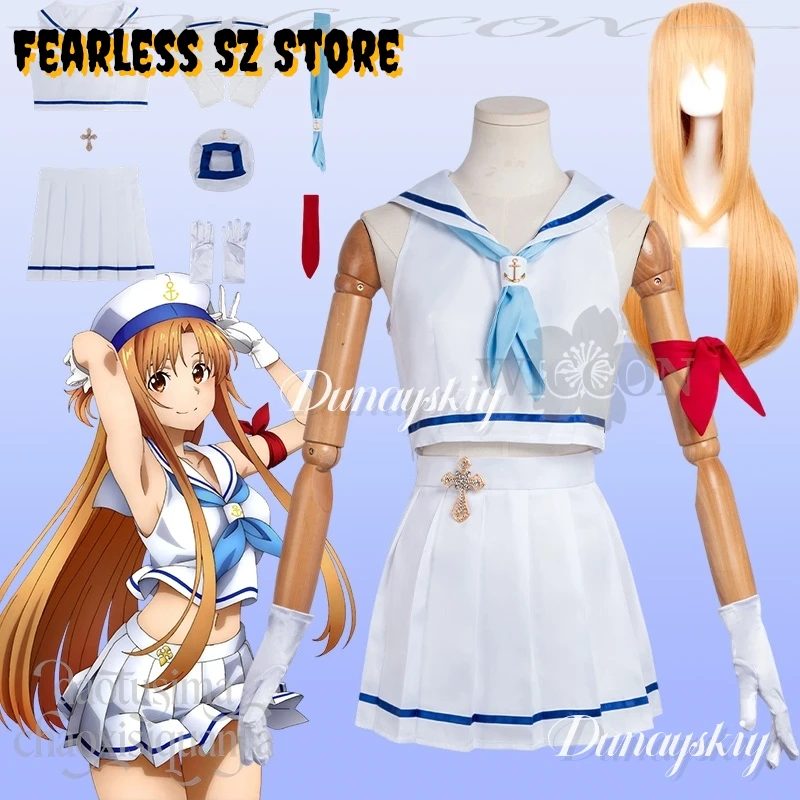 

Вечеринка на Хэллоуин для девочек, костюм моряка в стиле аниме, топ без рукавов, мини-платье, шляпа JK, платье Jirai Kei Юки Асуна, косплей, летний костюм