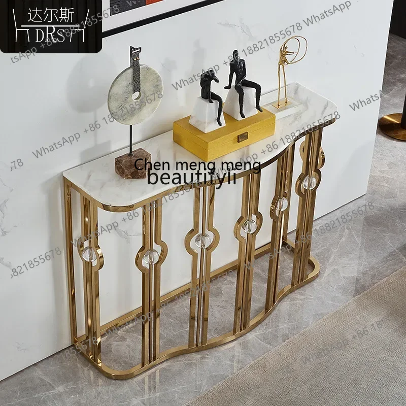 B178 Postmodern stainless steel marble sofa back several European-style entrance table simple American light luxury entrance tab