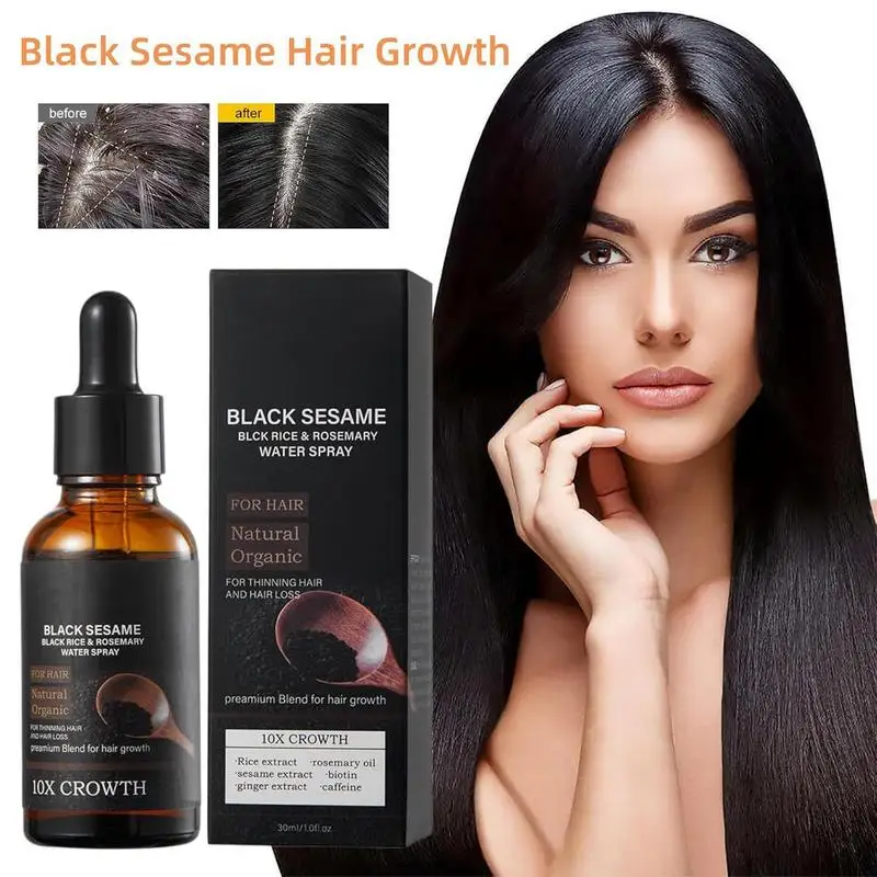 Aceite fortalecedor del cabello, extracto de planta para el crecimiento del cabello, aceite para el cabello no graso, aceite para peinar el cabello, sésamo negro que promueve el crecimiento del cabello