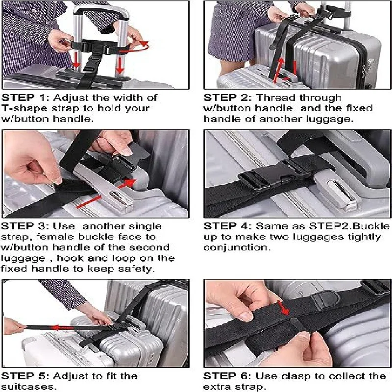 Travel Luggage Strap, Trolley Box Connector Belt Adjustable Strap