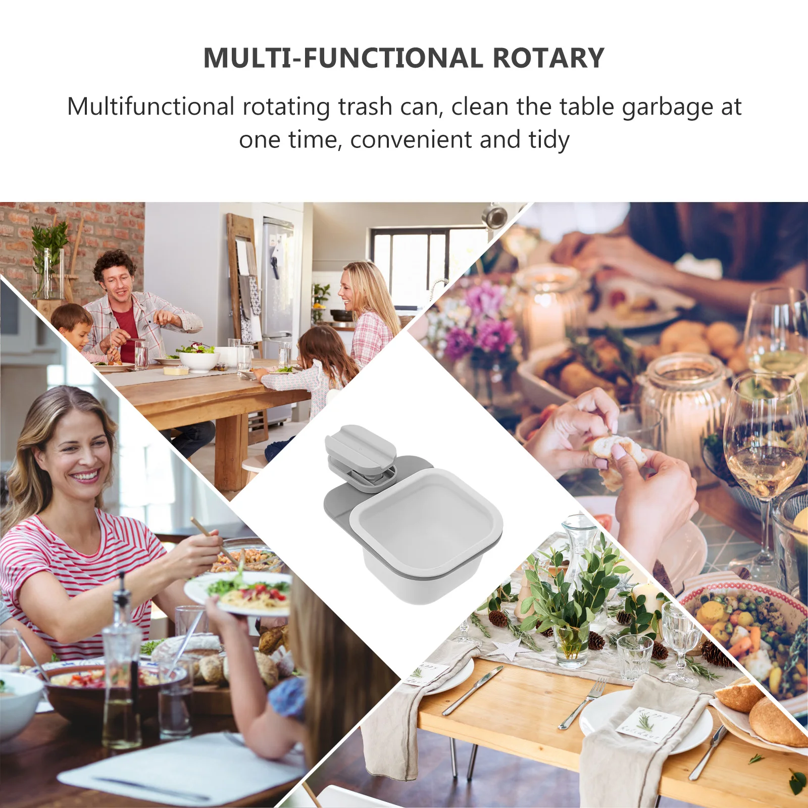 

Rotating Storage Box Trash Can White Lid Removable Bucket Office Use Desk Sundry Storage Multipurpose ABS Material Kitchen