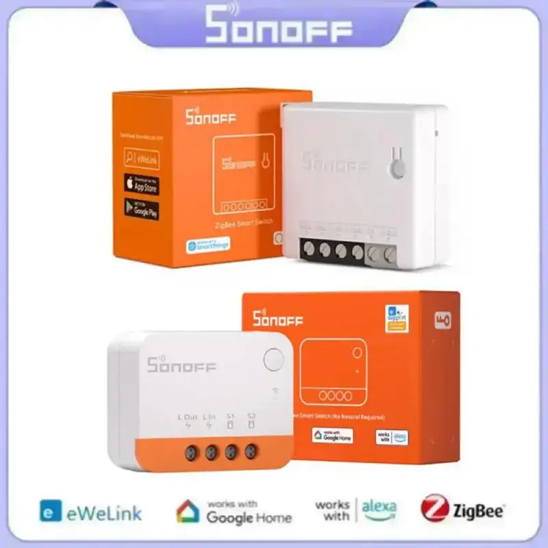 

Умный выключатель SONOFF ZBMINIL2 / ZBMINI ZigBee, не требуется нейтральный провод, двухсторонний переключатель, беспроводное приложение EWeLink через Alexa Google Home