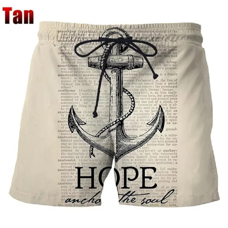 Nieuwe Mode Heren Shorts Klassiek Anker 3d Print Strandbroek Casual Cool Sportbroek Retro Design Unisex Grappige Zwembroek