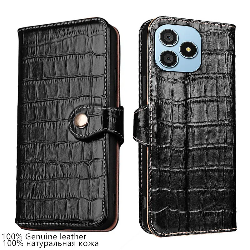 

Premium 100% Genuine Leather Crocodile Texture card Slot Wallet Cover For Blackview Wave 9C Flip Fall prevention phone Case