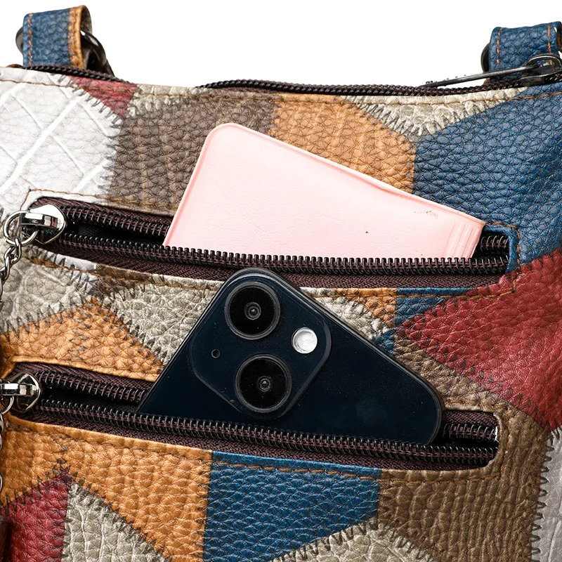Bolsa de ombro de couro vintage para mulheres Bolsa de grande capacidade Bolsa de ombro inclinado, bolsa moda mãe