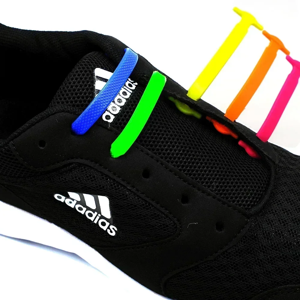 Silicone Elastic Shoelaces Special No Tie Shoelace Lacing Kids Adult Sneakers Quick Shoe Lace Creative Lazy Rubber Lace 16ps/Lot image 5