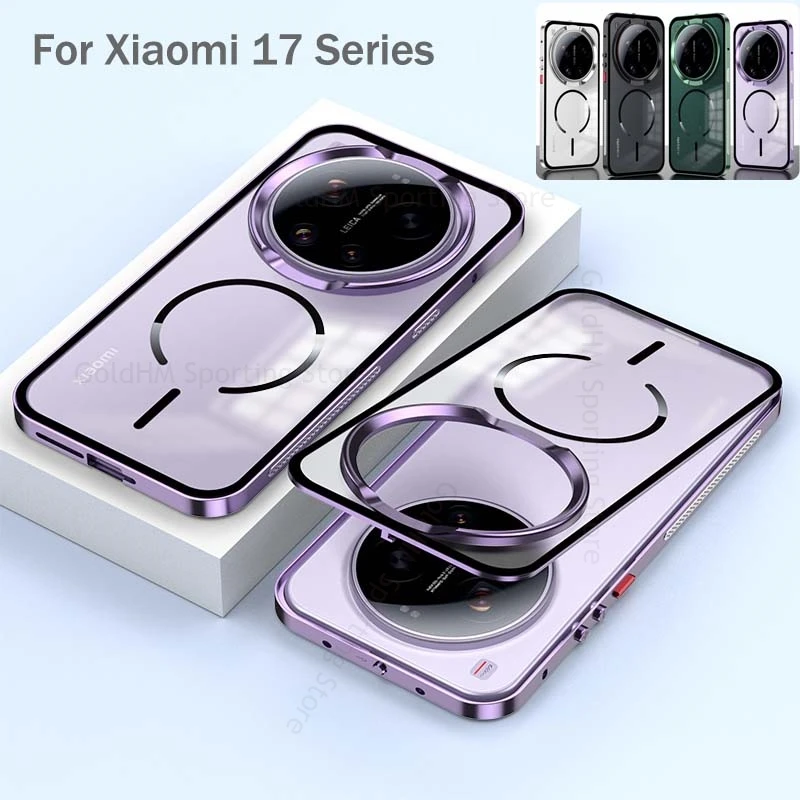 

Magnetic Matte Tempered Glass Cases For Xiaomi 17 Ultra by Leica Aluminium Alloy Bumper For Magsafe Cover For Xiaomi 17 Pro Max