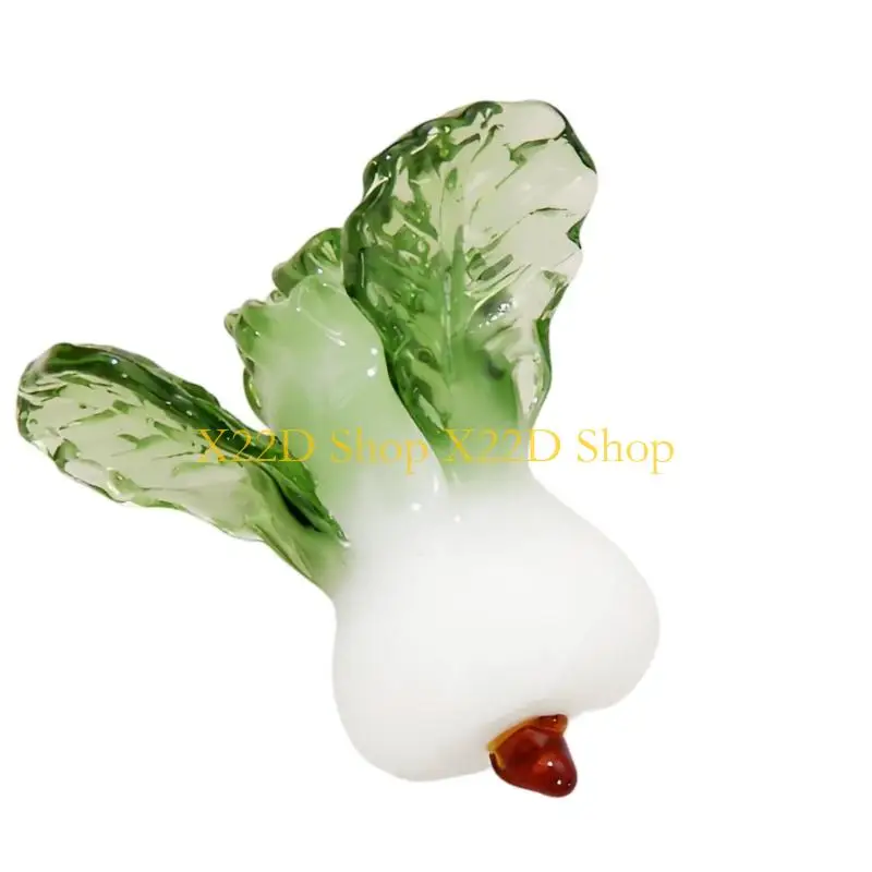 X22D Glass Chinese Cabbage Decoration Bring Good Luck for Bookshelves Display