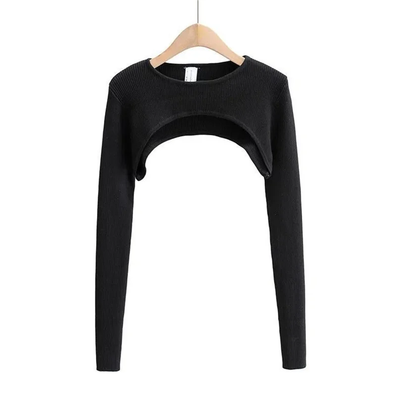 Sexy Elegant Super-Short Long Sleeve T-shirts Women\'s Cropped Top Ladies Solid Vintage Crop Top Spring Autumn Tees Female Blouse