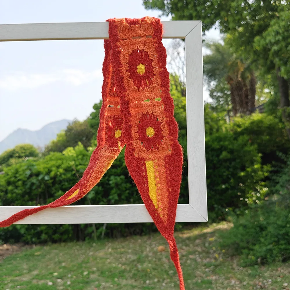 Sommerliches Blumen-Strick-Stirnband, dehnbarer Turban, gehäkelte Blumen-Stirnbänder, Kopftücher, Bandanas für Mädchen und Frauen, Haar-Accessoires – Detail 3