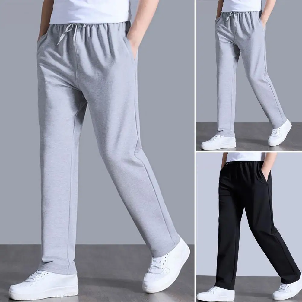 Versatile Shrink Resistant Men Summer Solid Color Straight Fit Thin Trousers Daily Clothing