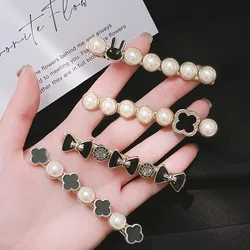 Elegant Heart Flower Crystal Rhinestone Hair Clips Pearl One-Word Clip Headwear Side Bangs Hairpins For Girl Hair Accessories