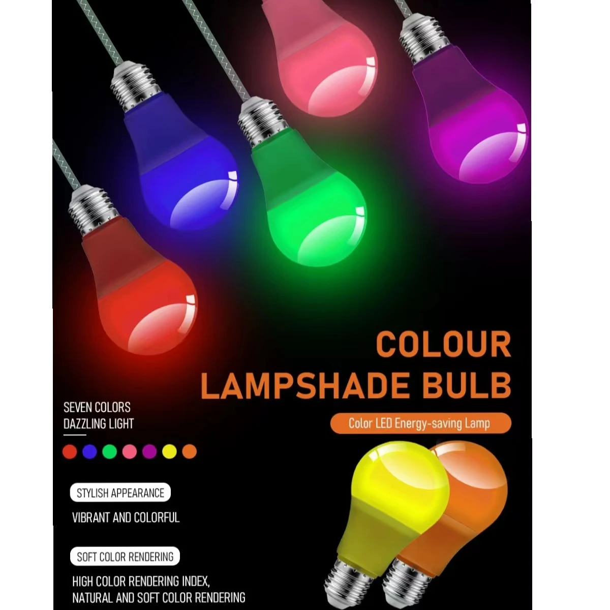 1-10pcs Led Colorful Bulb Light E27/B22 8W AC120V/220V Seven colors are available for festival celebration, KTV,Bar,Showcase