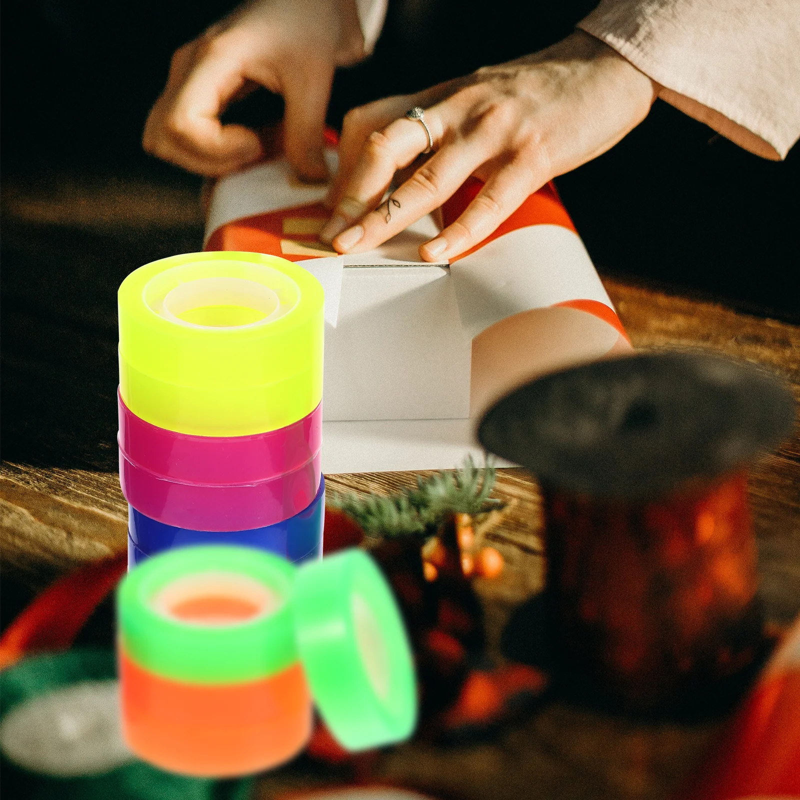 

12 Rolls Colorful Transparent Tape Creative Decorative Clear Tape for Scrapbook Planner Gift Wrapping DIY Crafts