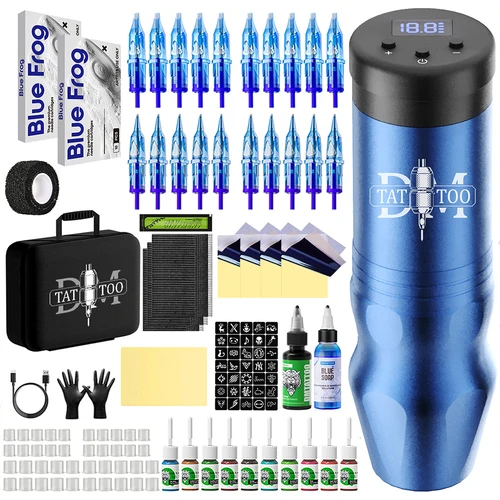 Imagen 2 del producto Kit de máquina de tatuaje inalámbrica DM, pluma de tatuaje de alta calidad con 20 Uds., agujas de tatuaje mixtas, tinta de tatuaje para artista de tatuaje