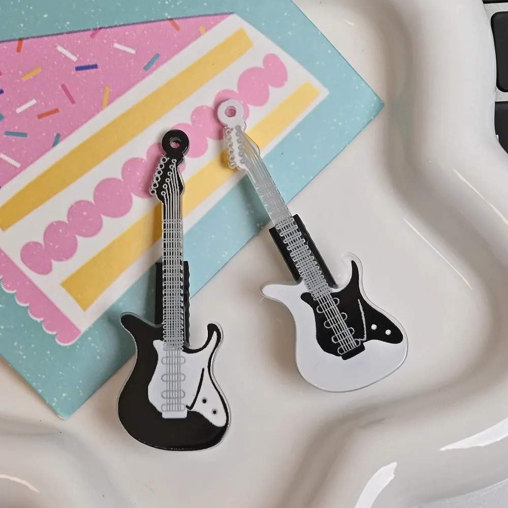 Y2k فتاة حار الغيتار مشبك شعر الاكريليك Harajuku نمط الانفجارات اكسسوارات لطيف ثقافة فرعية مضحك الألفية مقاطع الشعر