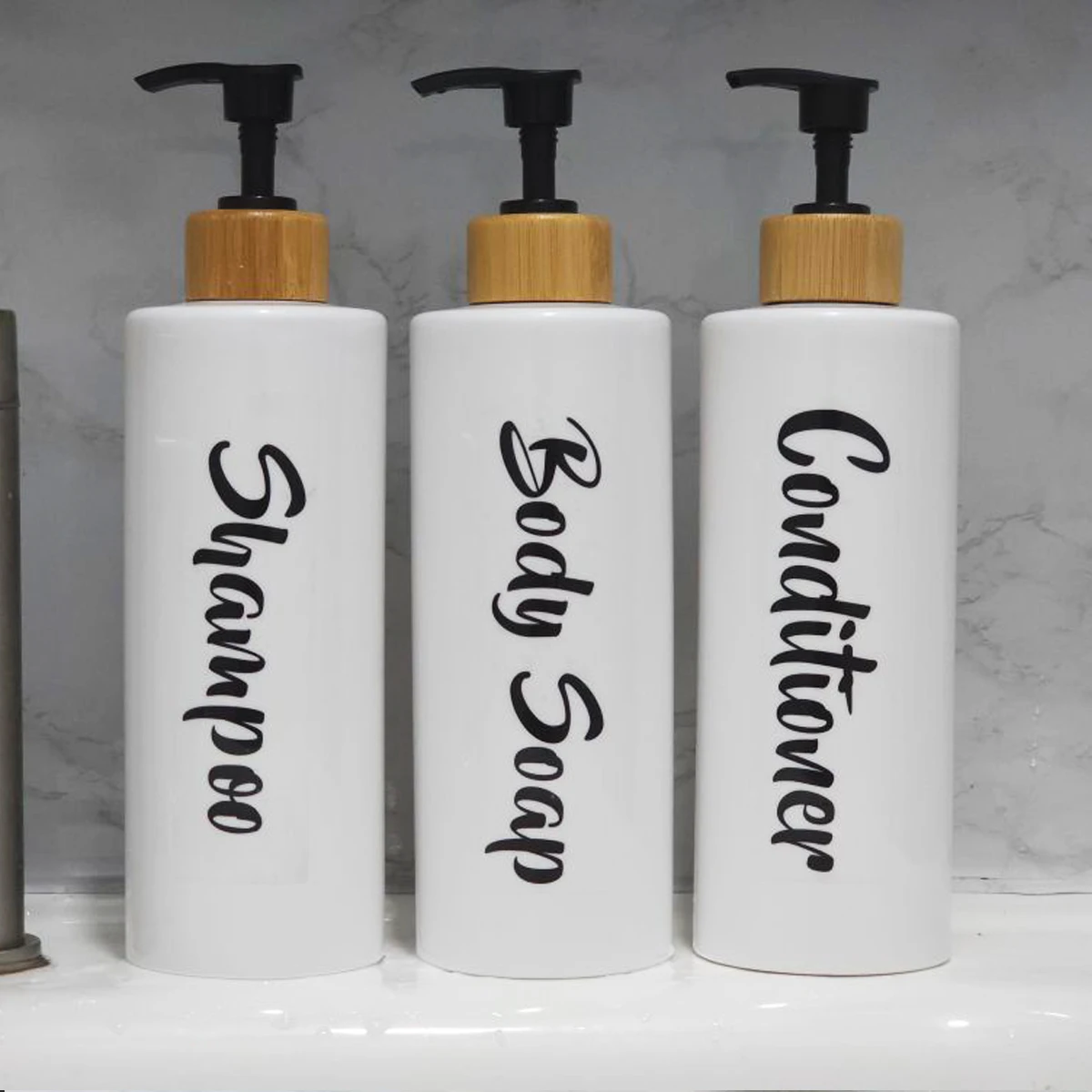 Bathroom Soap Dispenser Shower Shampoo and Conditioner Soap Bottles Set Refillable Lotion Bottles