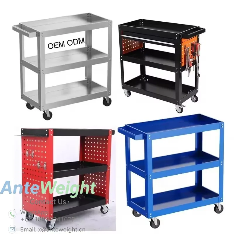 Customizable Heavy Duty Industrial Multi-Purpose Tool Cart Rolling Storage Trolley for Warehouse Use