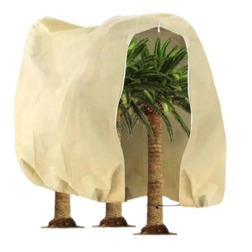Heavy duty plant frost cover with zipper and drawstring for winter protection large non woven fabric plant cover