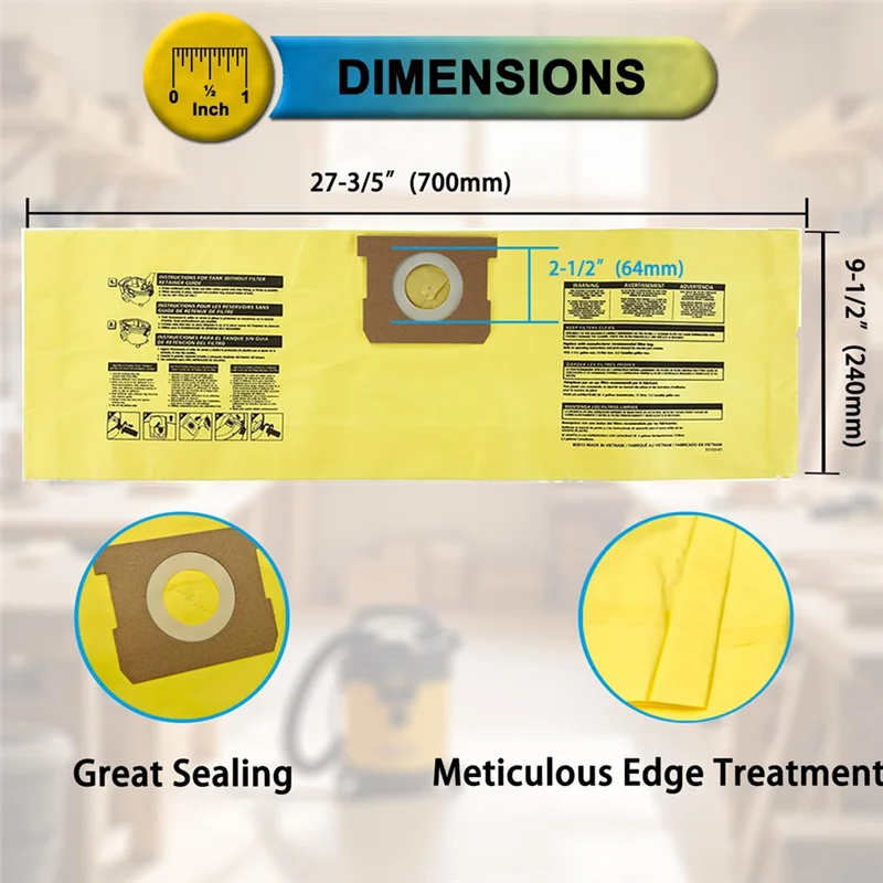 ABZA-Type D 91964 أكياس جمع الغبار عالية الكفاءة لمتجر Vac 4 Gal مكانس رطبة/جافة حقيبة جمع الغبار