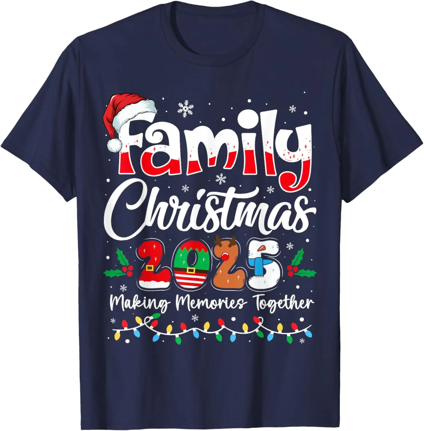Family Christmas 2025 Matching Outfit Xmas Squad Santa Letters T-Shirt Loose Casual Short-sleev Print High Quality Cotton Tee