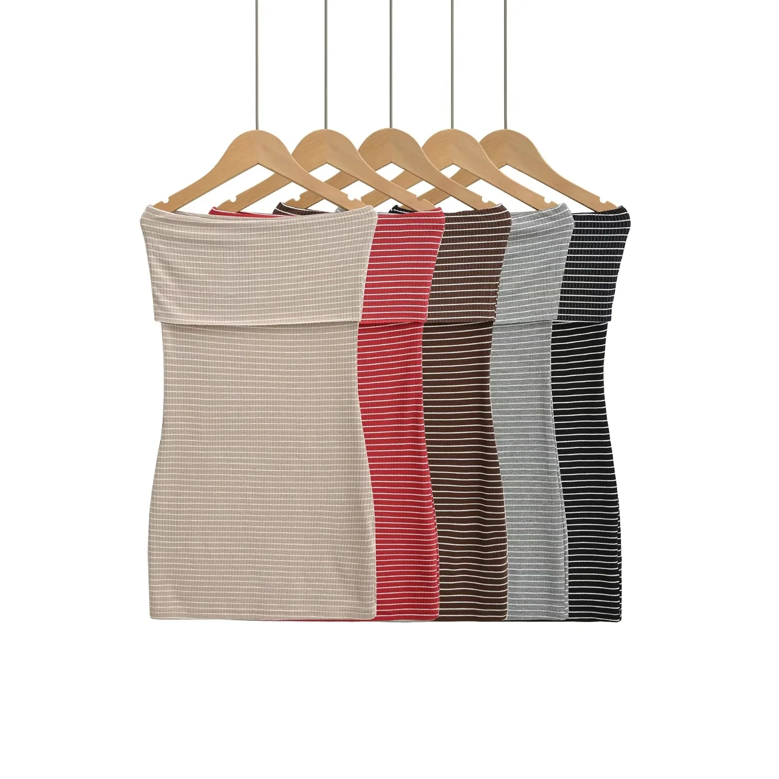 

SexyStripedoulderlTubeDrWomenSmallSizeTurnUpCloseFitSexyBaseSkiruttortDresotWordsSummerCasualOtherMaterial