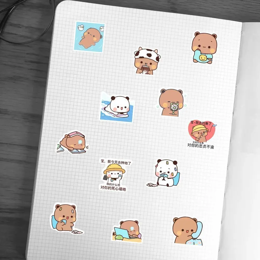 62/124 szt. Naklejki Bubu i Doodle, urocza para niedźwiedzi, zabawka DIY, dekoracja, naklejki graffiti, na telefon, butelkę, do scrapbookingu, wodoodporne