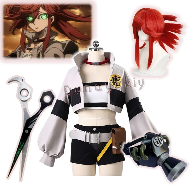 Anime GACHIAKUTA Riyo Cosplay Costume Braided Hair Wig Mask Scissors Top Vest Short Uniform Halloween Carnival Party For Women
