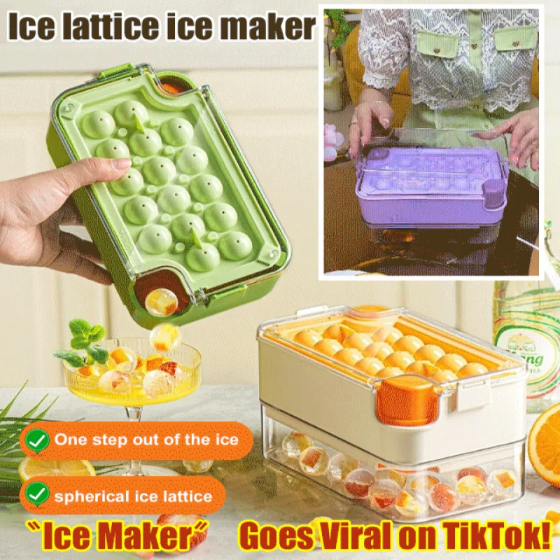 Self-designed Ice Cube Moulds Household Ice Ball Storage Box Food Grade Whiskey Pressing Ice Compartment Ice Maker