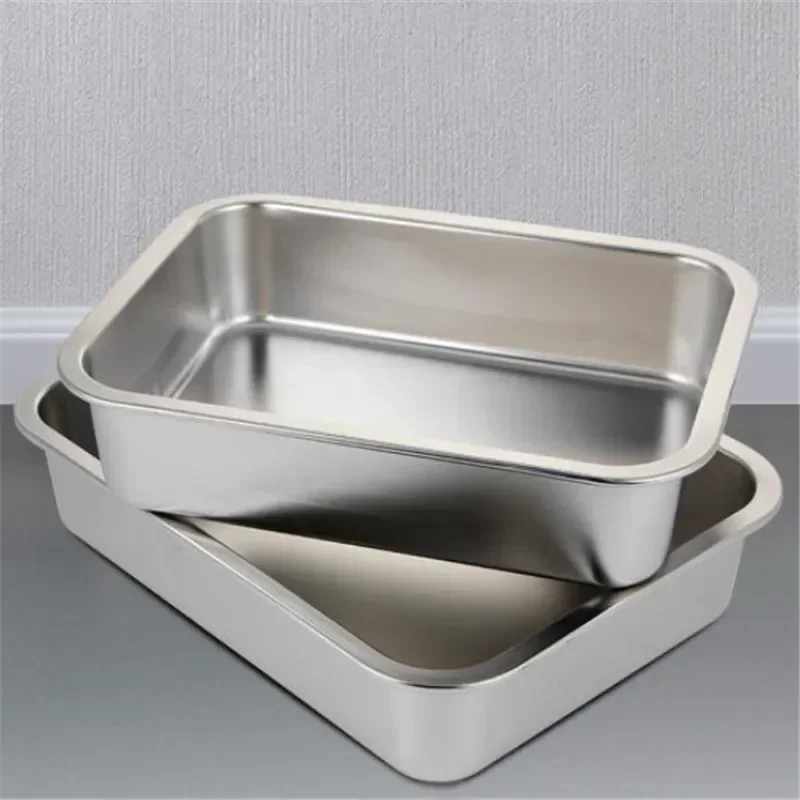 

Stainless Steel Plate Tray Rectangular Square Plate Baking Pot Dish Deep Japanese Barbecue Bbq Cafeteria Storage Tray Rotisserie