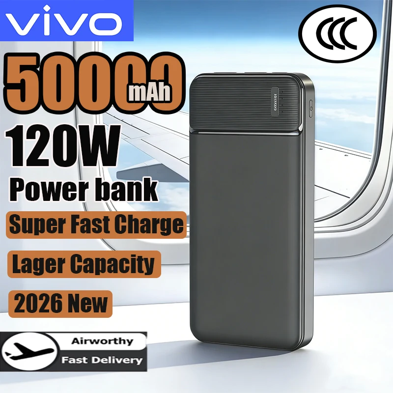 

Внешний аккумулятор VIVO New 50000 мАч, PD 22.5W, сверхбыстрая зарядка, портативный, большой емкости, для iPhone и Samsung