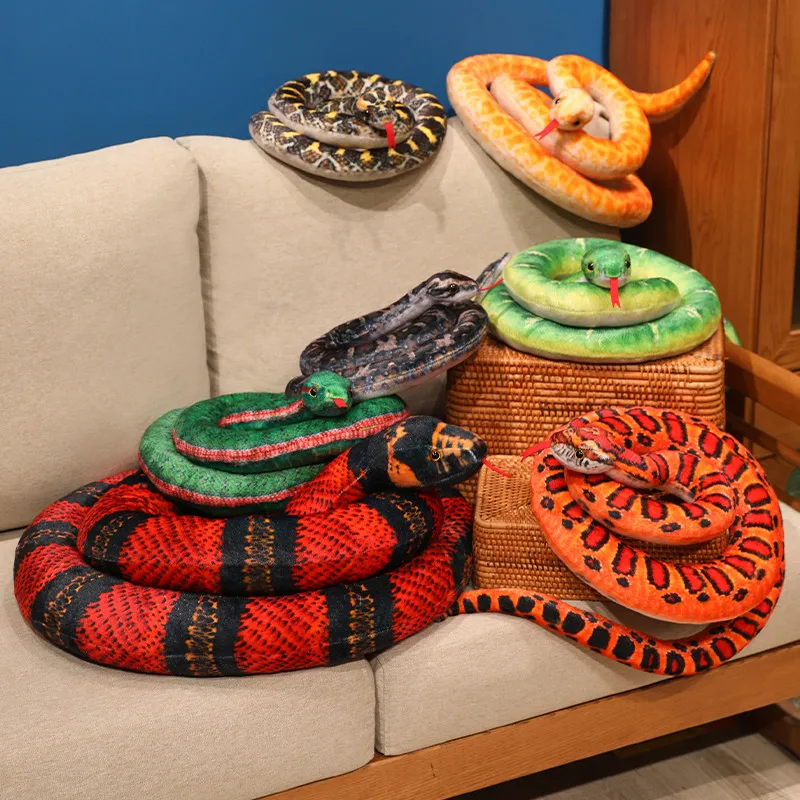 Simulation 130-300cm Huge Python Plushies Doll Stuffed Animal Lifelike Spotted Snake Long Pillow Kids Funny Gift Halloween Decor
