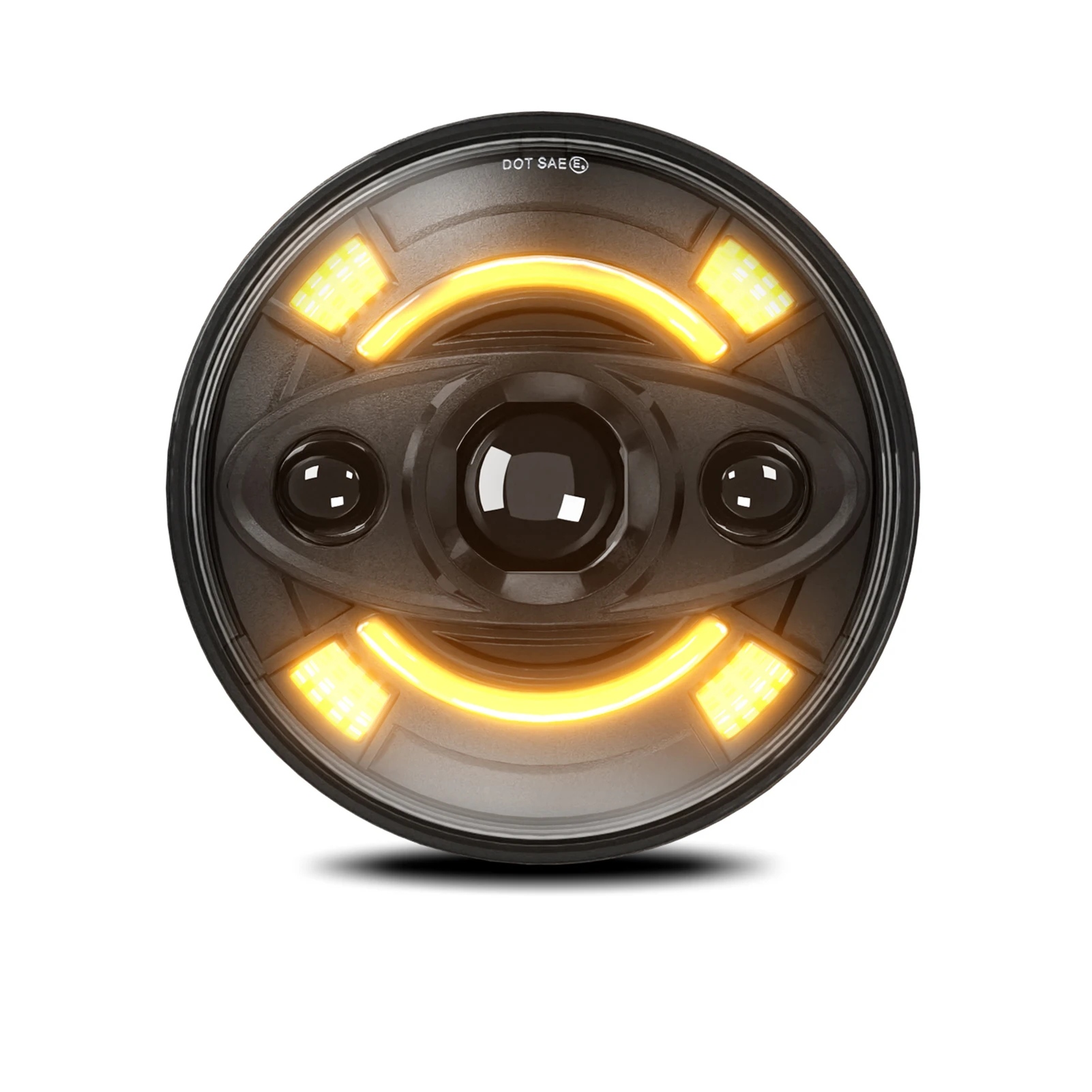 

1Pcs 7 Inch Round LED Headlight - with Hi/Lo Beam,DRL & Turn Signal, Waterproof Durable Auto Lighting Accessory to Enhance Night