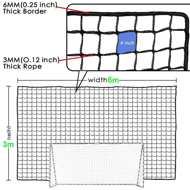 Outdoor Football Training Net Nylon Post Mesh for Football Gate Match Junior Sports Practice Reusable Rebounder Training Tool