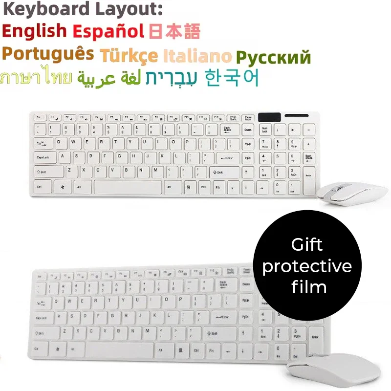 Mini 2.4G Wireless Keyboard and Mouse Kit Multimedia Spanish Russian Korean Silent Keyboard Mice Combo Set With Keyboard Covers