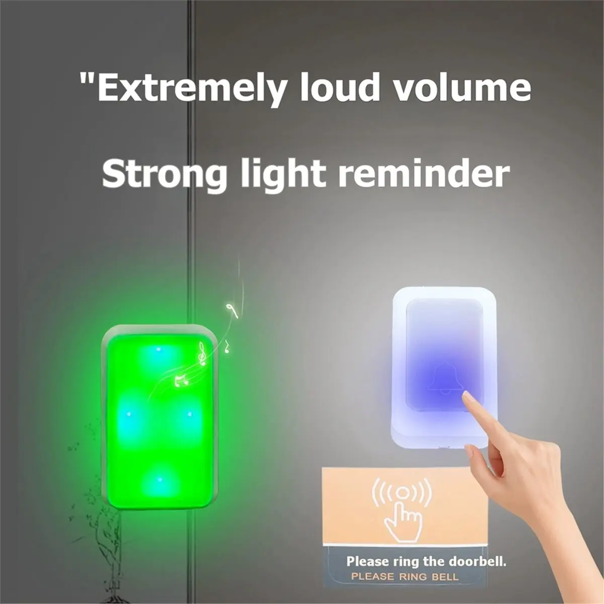 A48U Wireless Doorbell with 12-Light Flashing Beam Elderly Deaf Mute Service Call Device Long Range Door Bell Chime EU Plug
