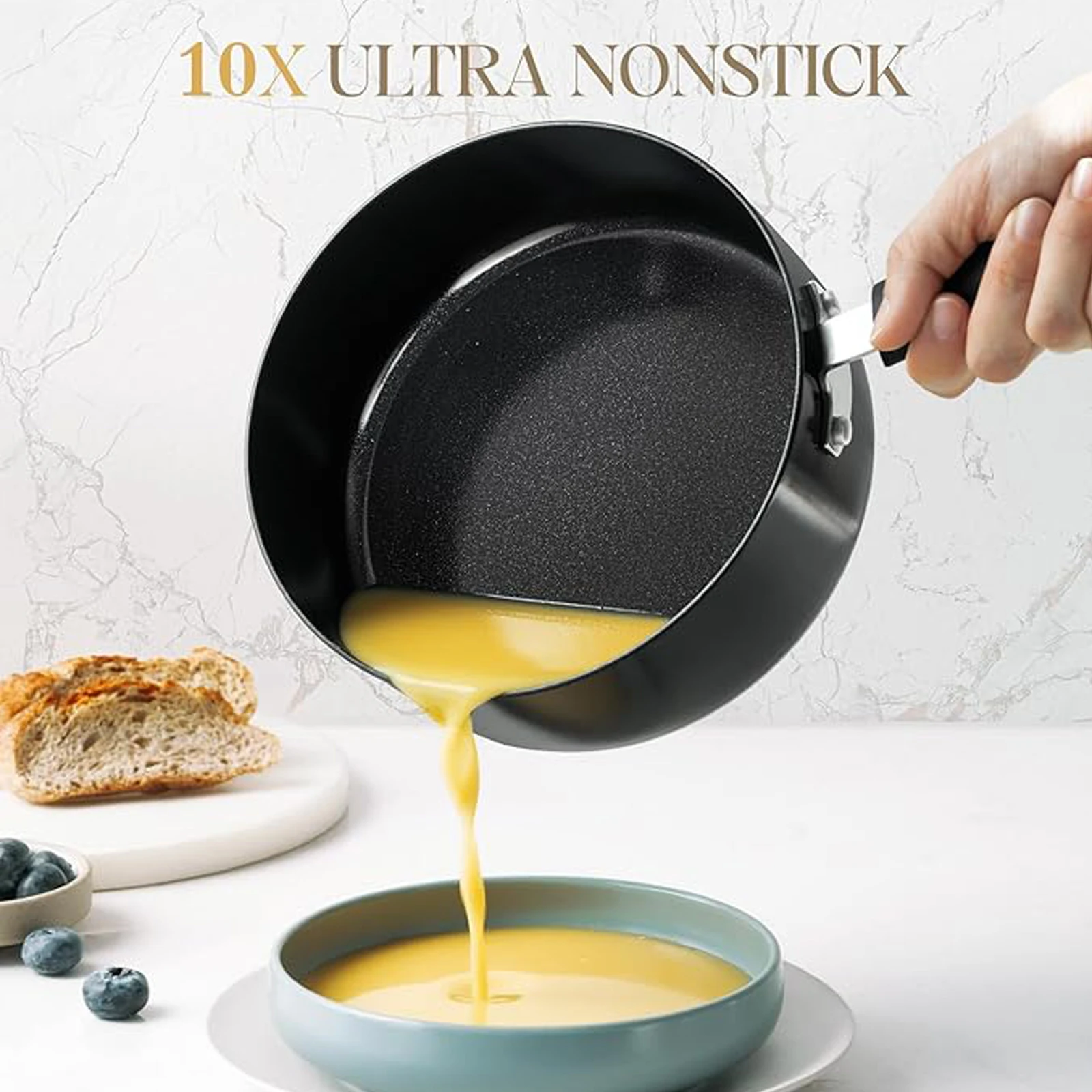 MICHELANGELO قدر غير لاصق مع غطاء وعاء صلصة مطلي بالسيراميك من الألومنيوم متعدد الأغراض أوعية الطبخ متوافقة مع جميع المواقد