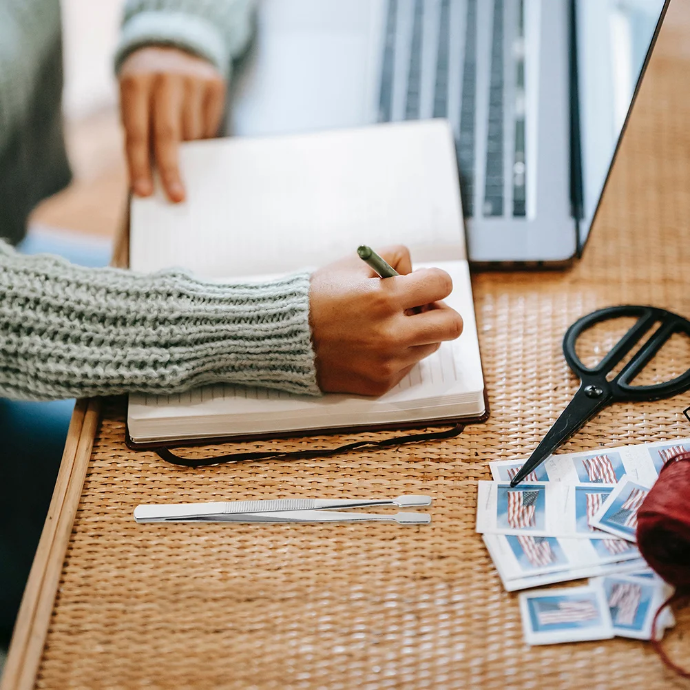 3 قطعة ملاقط من الفولاذ المقاوم للصدأ ملقط ختم دقيق للحرف اليدوية ملصق صور رمش لاقط أدوات طرف مسطح لهواة الجمع