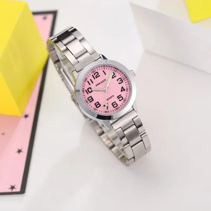 Novas crianças meninos meninas relógios de aço inoxidável estudantes quartzo adulto relógio presente aniversário relojes montres kol kaati