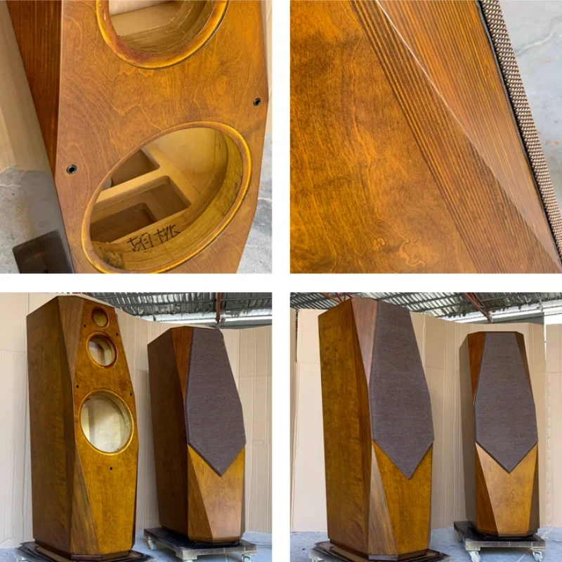 HSF-01 Customized 8/10/12 inch Hifi DIY Birch Plywood Speaker Empty Cabinet Floor Box Three Way Indra Big Bevel