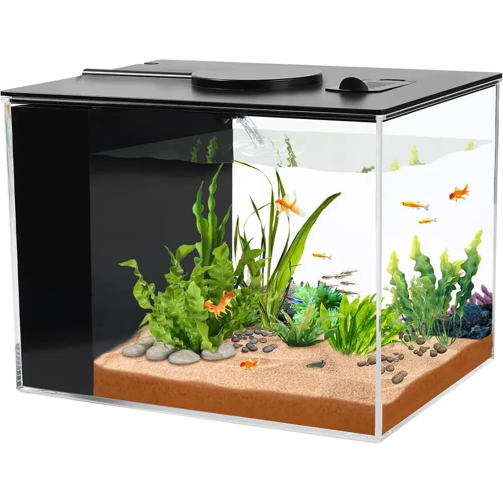 Fish Tank, 1 Gallon Betta Fish Tank, Small Aquarium Kit with LED Light and Water Filter Pump