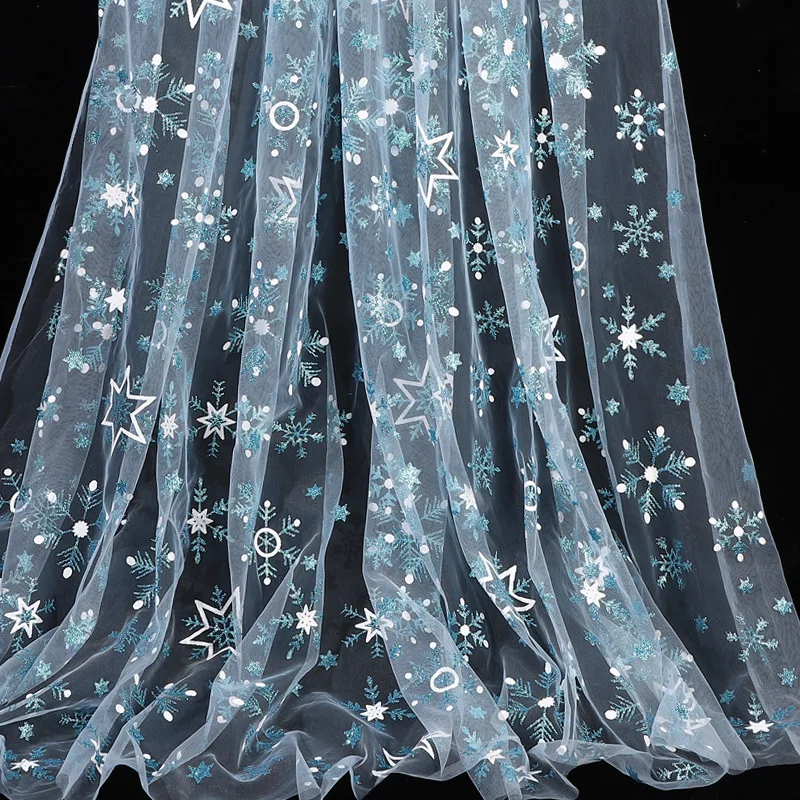 

1 Yard Princess Dress Mesh Fabric 1.5m Wide White/Blue for Kids Costume Christmas Decor Elegant Cute Vintage Easy to Sew