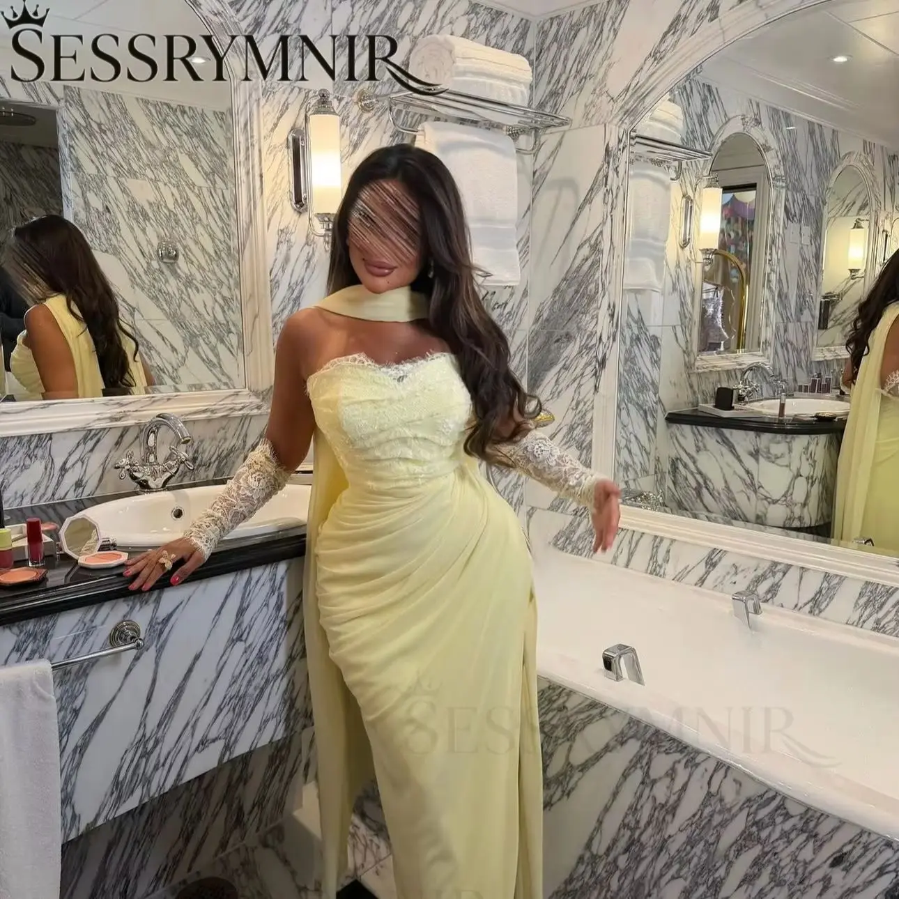 SESSRYMNIR Women'S Formal Evening Gowns Customize Sweetheart A-Line Luxury Evening Dresses Sleeveless Floor-Length Lace Elegant