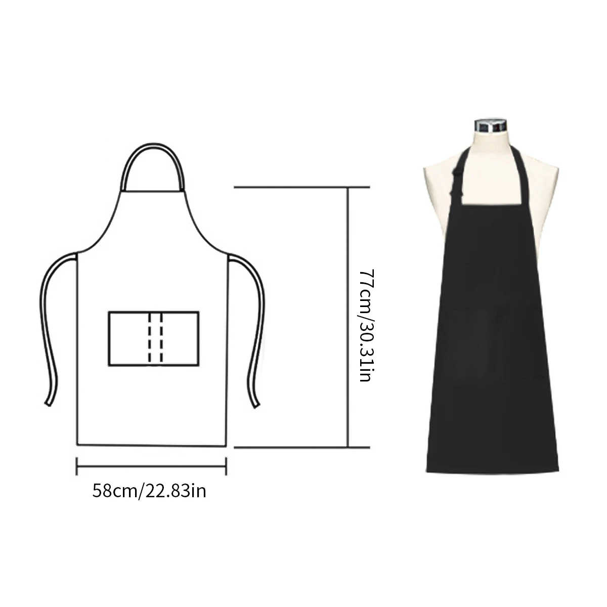 Leeseph Adjustable Bib Apron Waterdrop Resistant with 2 Pockets Cooking Kitchen Aprons for Women Men Chef