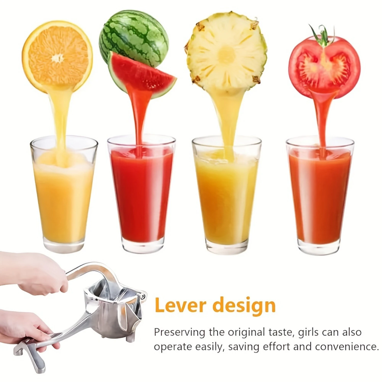 Heavy-Duty Stainless Steel Citrus Juicer - Manual Hand Press For Fresh Lemon & Orange Juice