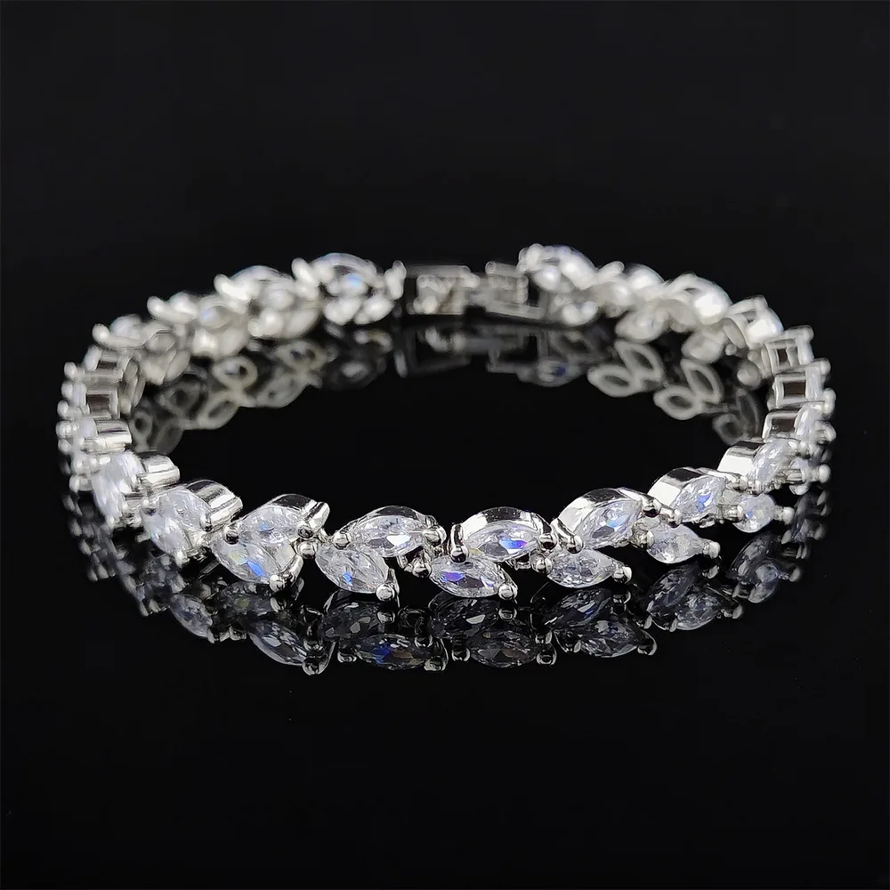 

Hot AAA Women's 925 Sterling Silver Diamond Tennis Bracelet Cute Waterdrop Temperament Engagement Anniversary Party Jewelry