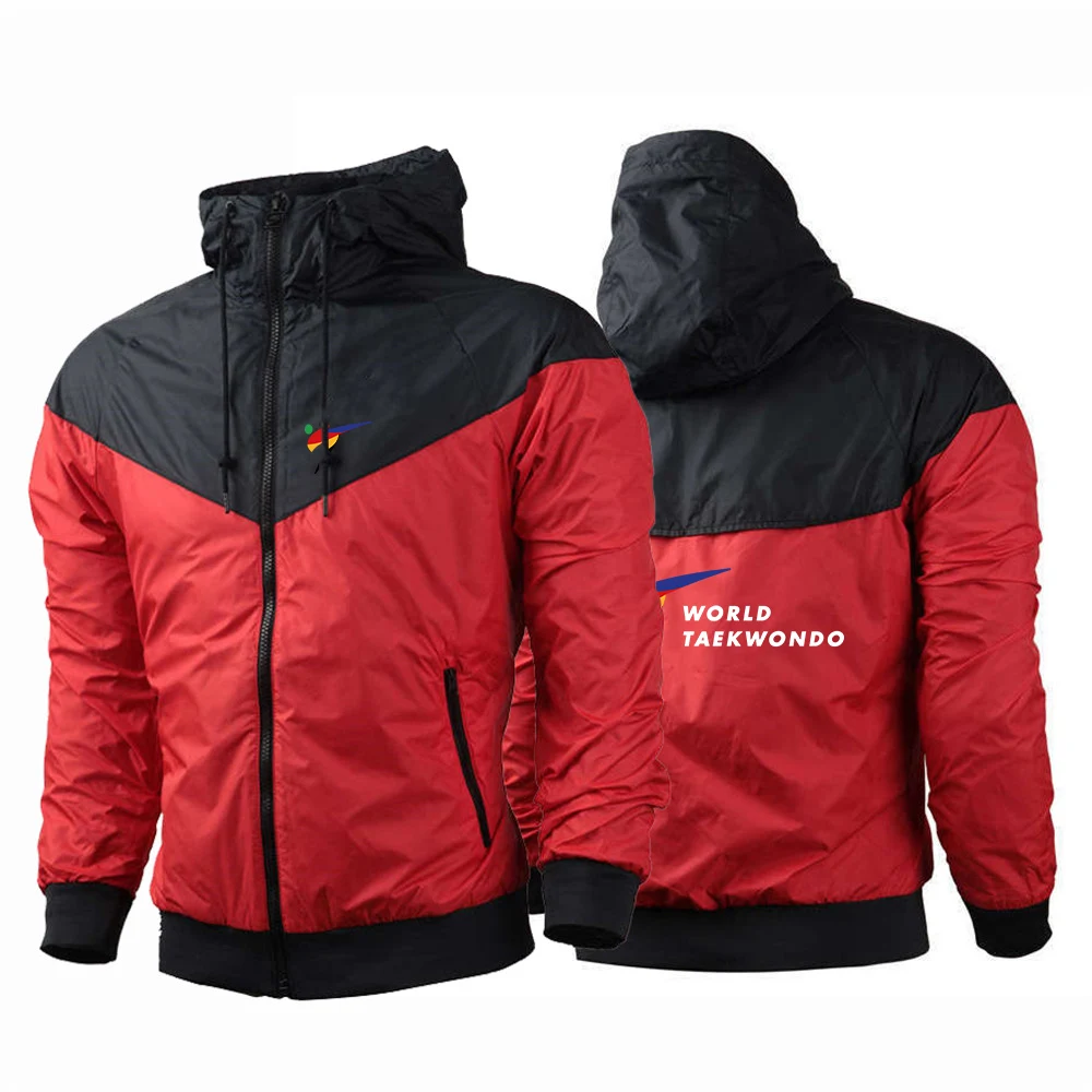 WTF World Taekwondo Federation New Men's Splicing Windbreaker Thin Comfortable Slim Fit Sports Zipper Jacket Hoodies Coat